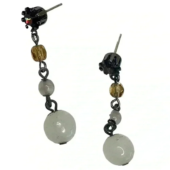 Jewelry - Beaded dangle earrings with topaz studs women’s jewelry
